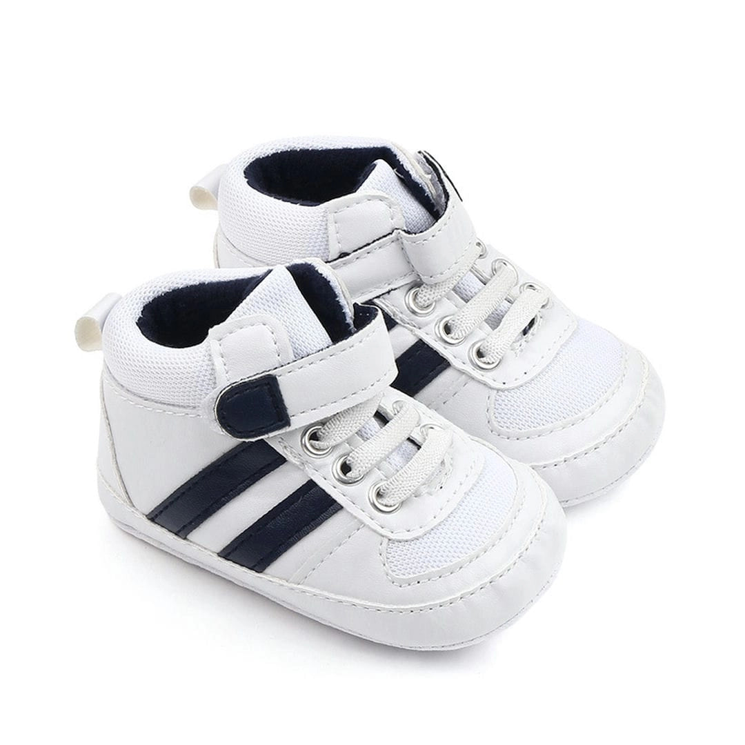 White and Blue High Ankle Baby Shoes 1 - Minitaq baby kids clothes dress