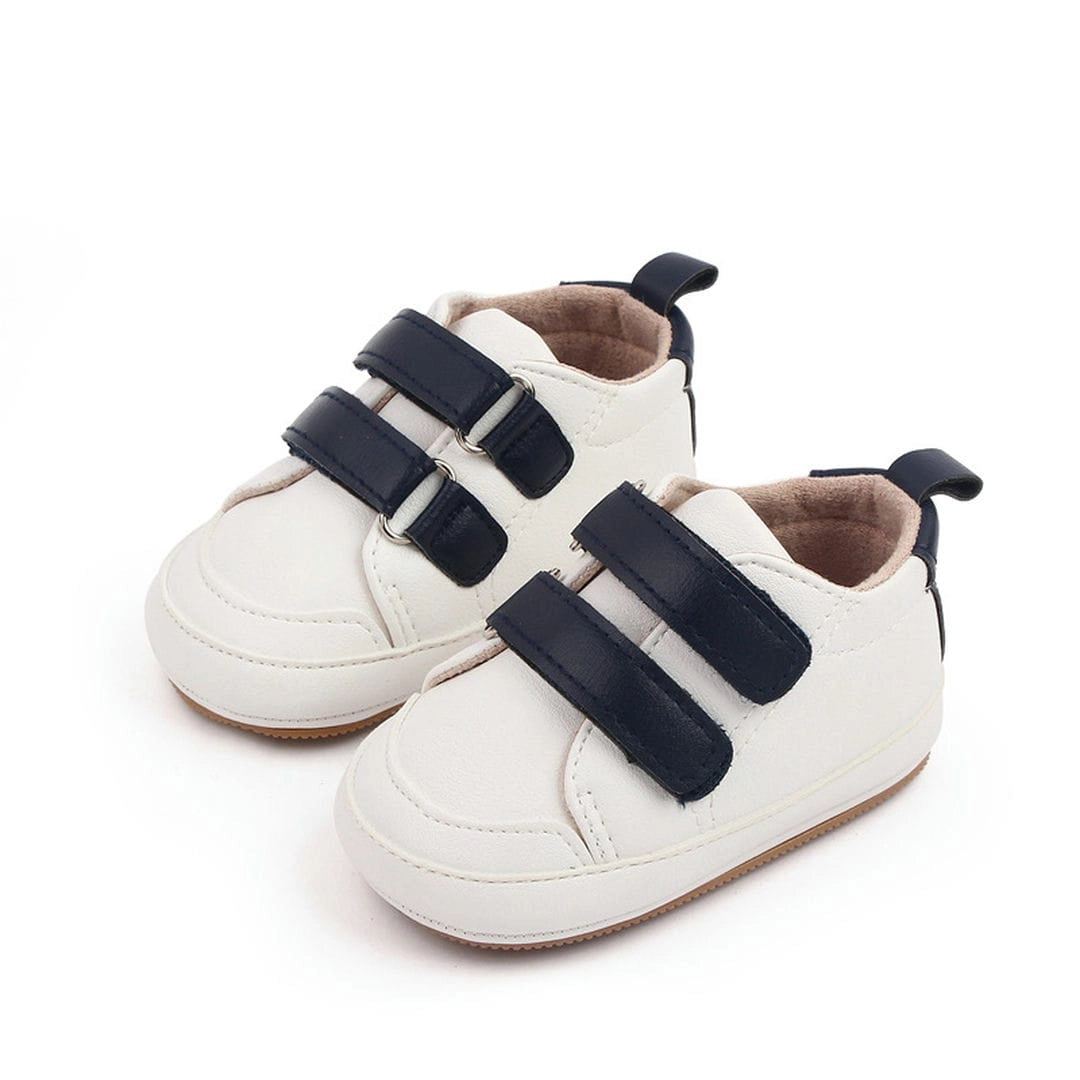 Trendy White Baby Shoes with Dark Blue Straps 1 - Minitaq baby kids clothes dress