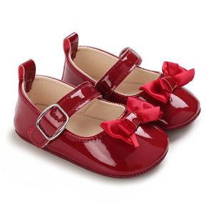 Stylish Burgundy Party Baby Shoes with Red Bow 1 - Minitaq baby kids clothes dress