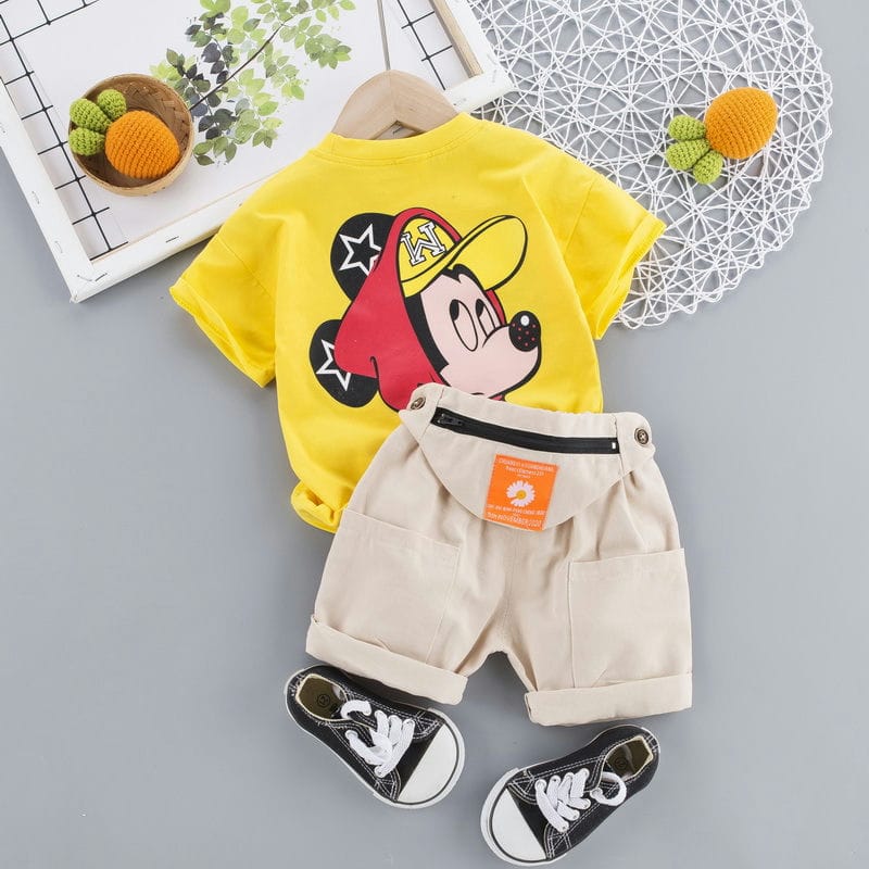 Mickey Casual Yellow T-Shirt and Shorts 1 - Minitaq baby kids clothes dress