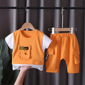 Orange Casual Summer T-Shirt and Shorts 1 - Minitaq baby kids clothes dress