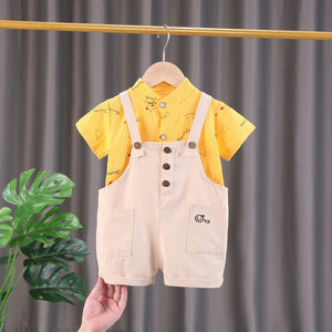 Smiley Yellow Shirt With Dungaree 1 - Minitaq baby kids clothes dress