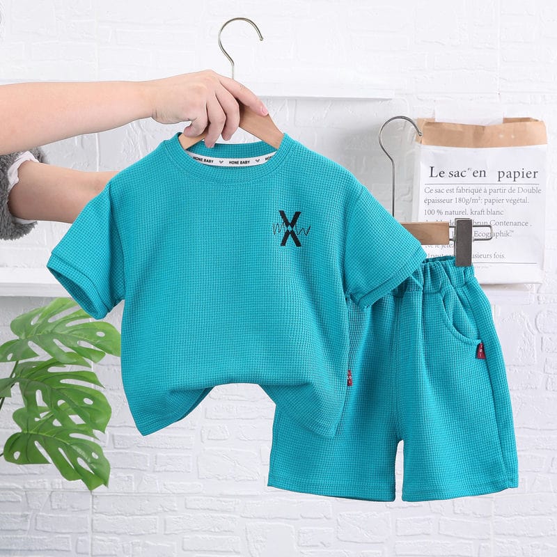 Modern Waffle Soft Ocean T-Shirt and Shorts 1 - Minitaq baby kids clothes dress