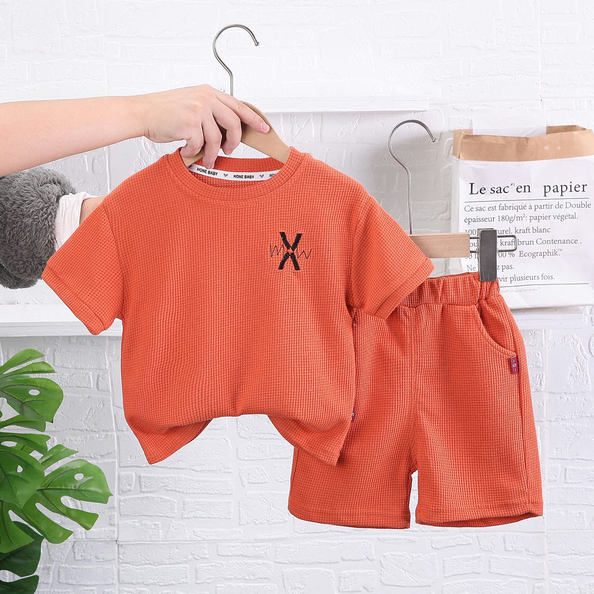 Modern Waffle Soft Carrot T-Shirt and Shorts 1 - Minitaq baby kids clothes dress