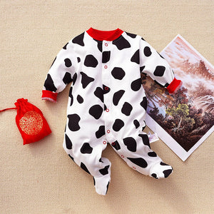 Cow Doted Pattern Full Sleeves Baby Romper 1 - Minitaq baby kids clothes dress