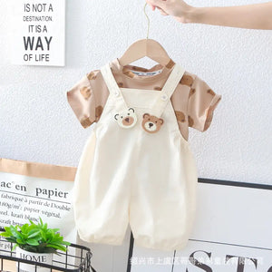 The Bear Brothers With Cream White Dungaree For Kids 1 - Minitaq baby kids clothes dress