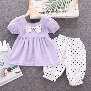 Light Purple Casual Frock With Trouser For Girls 1 - Minitaq baby kids clothes dress