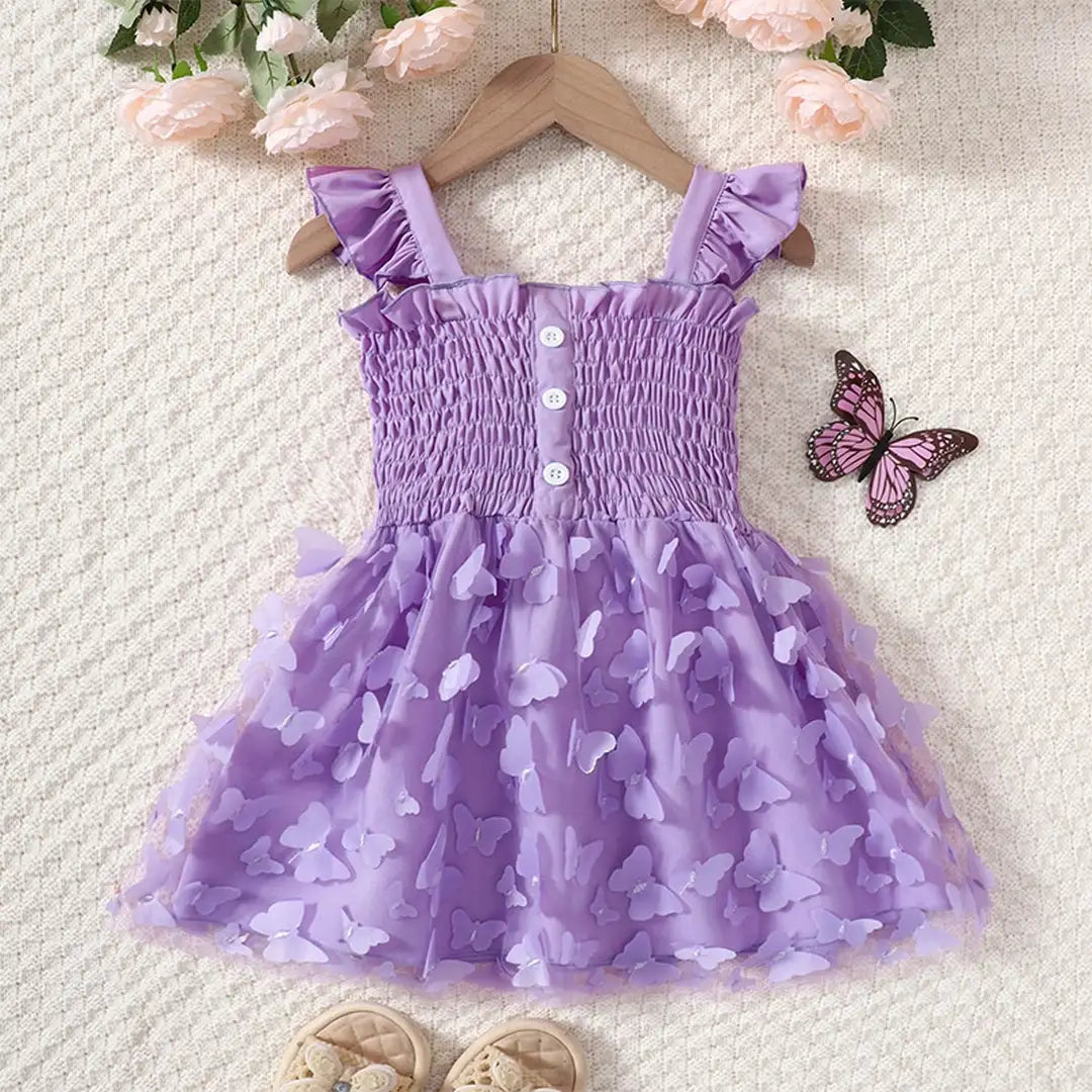 Purple Butterfly Tulle Frock For Baby Girls 8 - Minitaq baby kids clothes dress