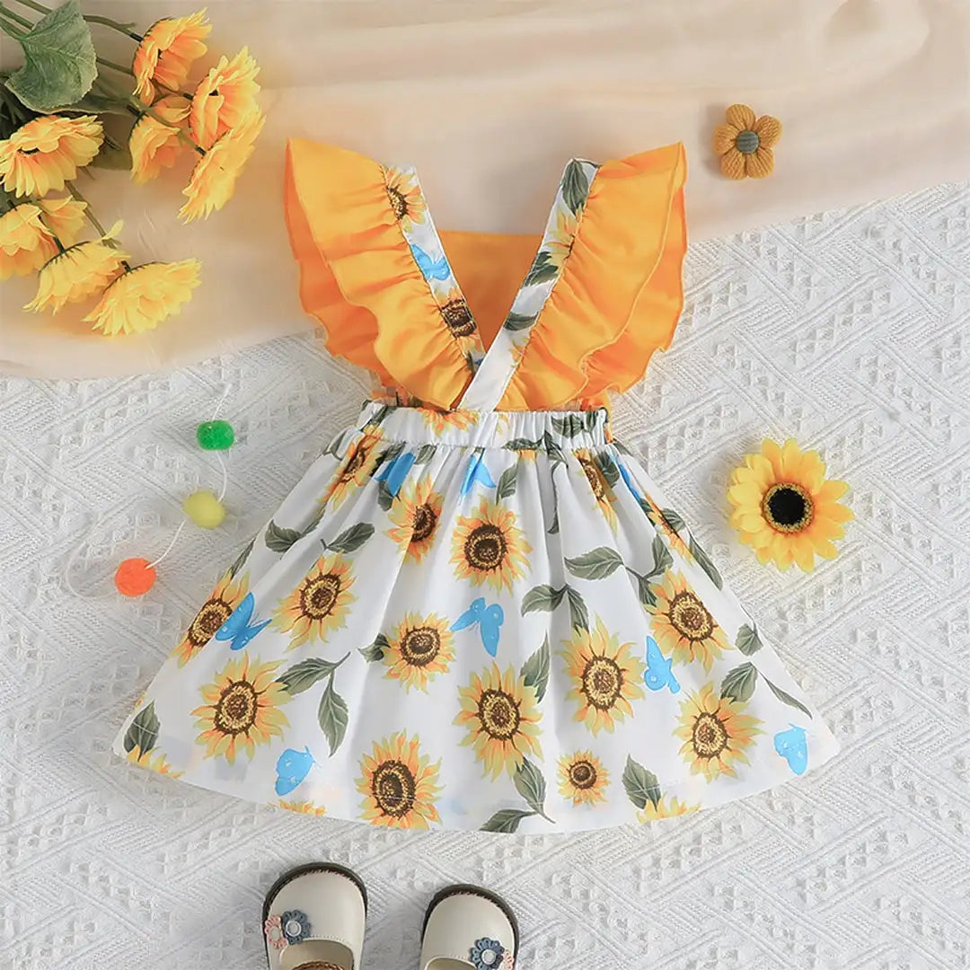 The Yellow Winged Style Casual Baby Girl Dress 1 - Minitaq baby kids clothes dress