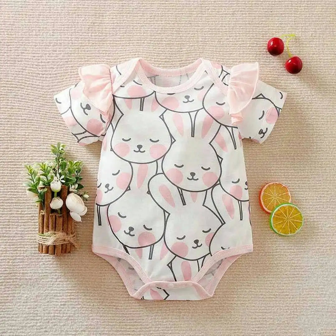 Pink Bunnies Pattern Baby Girl Romper 1 - Minitaq baby kids clothes dress