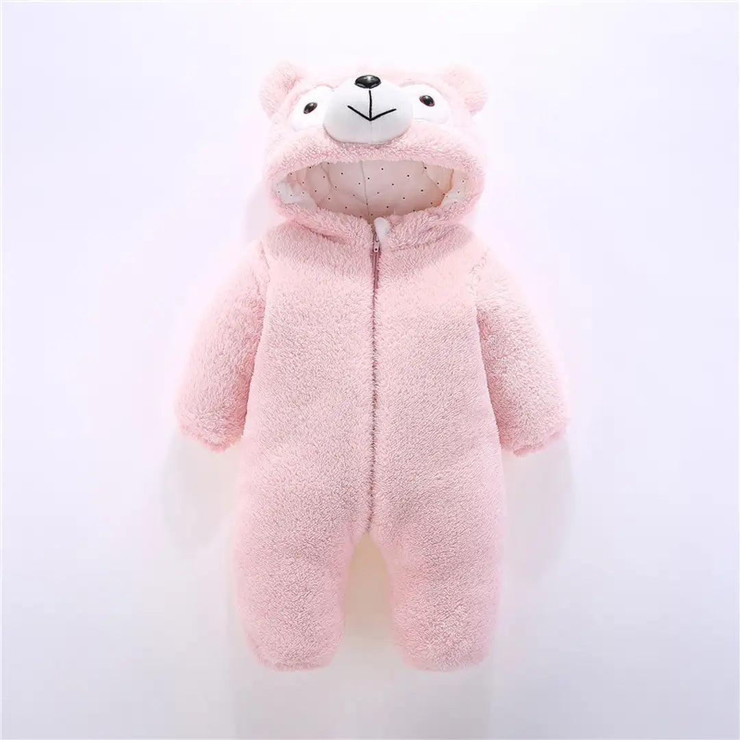 Soft Pink Bear Design Winter Baby Romper 1 - Minitaq baby kids clothes dress