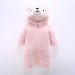 Soft Pink Bear Design Winter Baby Romper 1 - Minitaq baby kids clothes dress