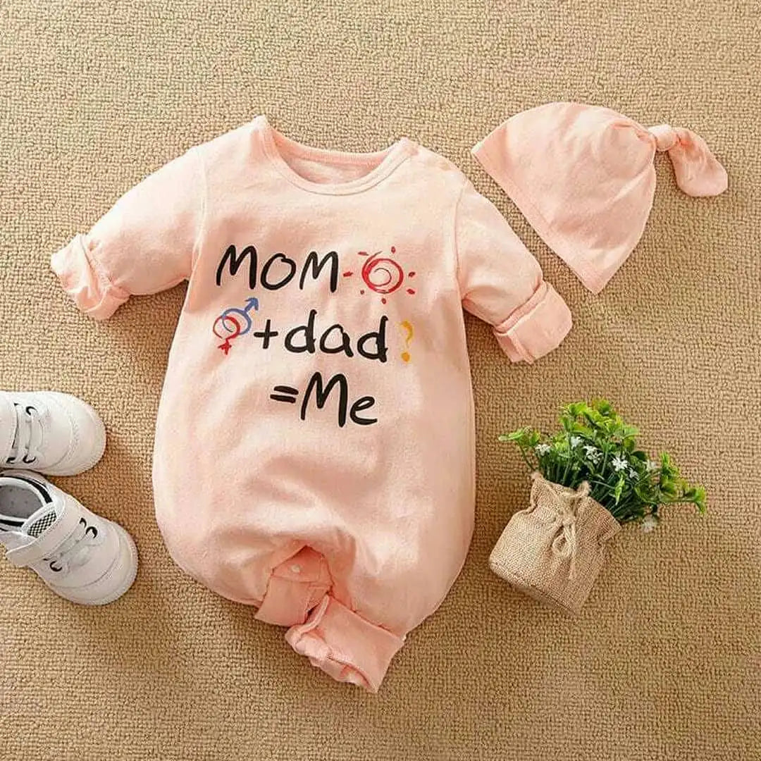 Mom Dad N Me Pink Baby Romper With Cap 1 - Minitaq baby kids clothes dress