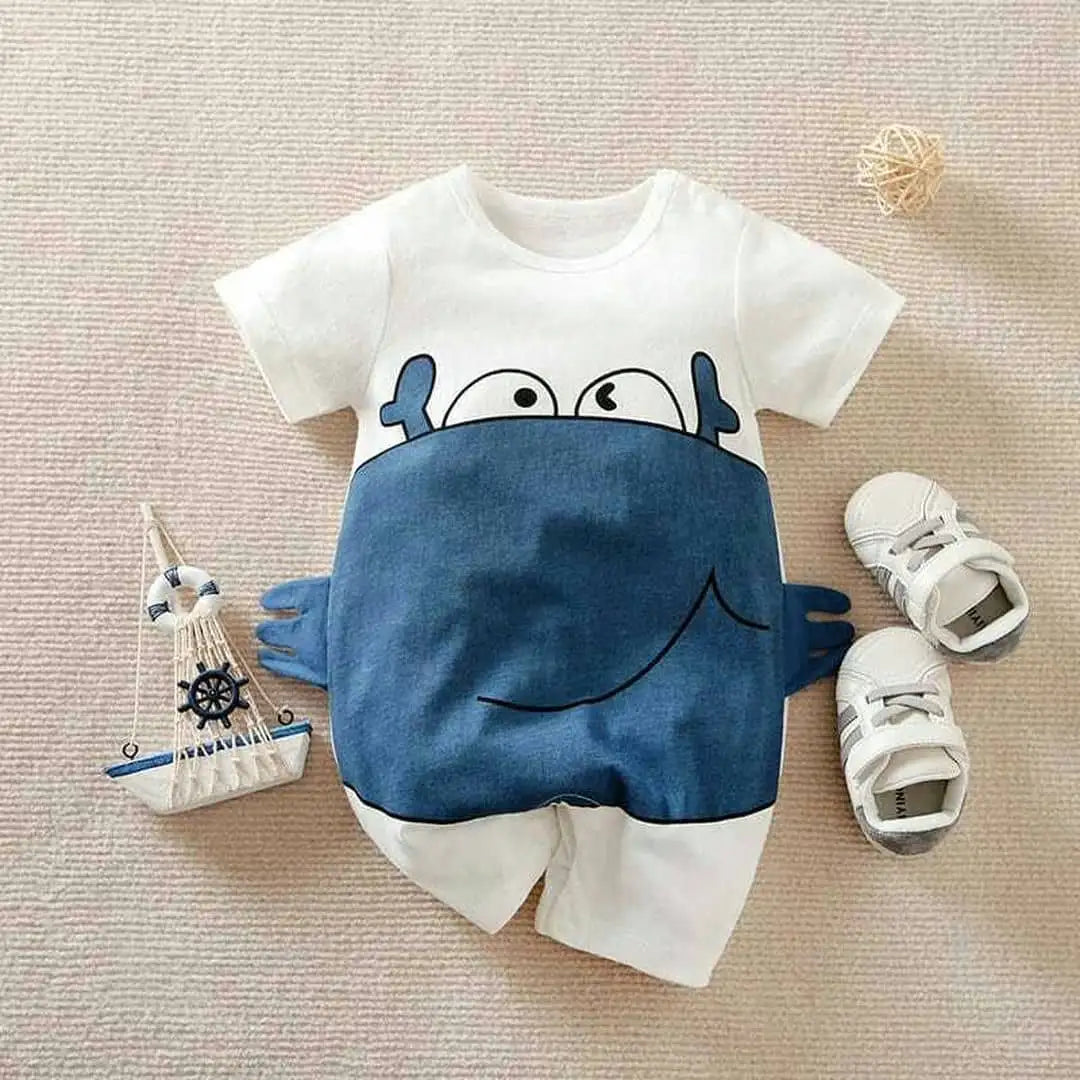 Blue Summer Crab Baby Romper 1 - Minitaq baby kids clothes dress