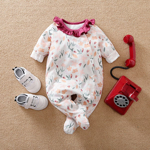 Light Burgundy Collar Floral Baby Girl Romper 1 - Minitaq baby kids clothes dress