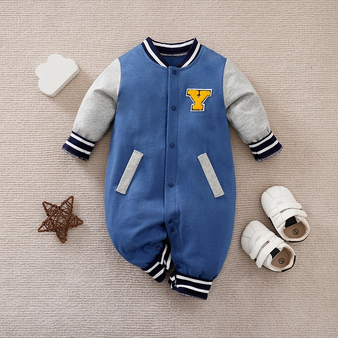 Blue And Gray Sports Jersey Style Baby Romper 1 - Minitaq baby kids clothes dress