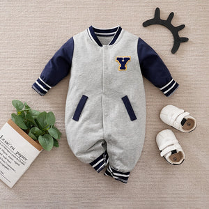 Dark Blue And Gray Sports Jersey Style Baby Romper 1 - Minitaq baby kids clothes dress