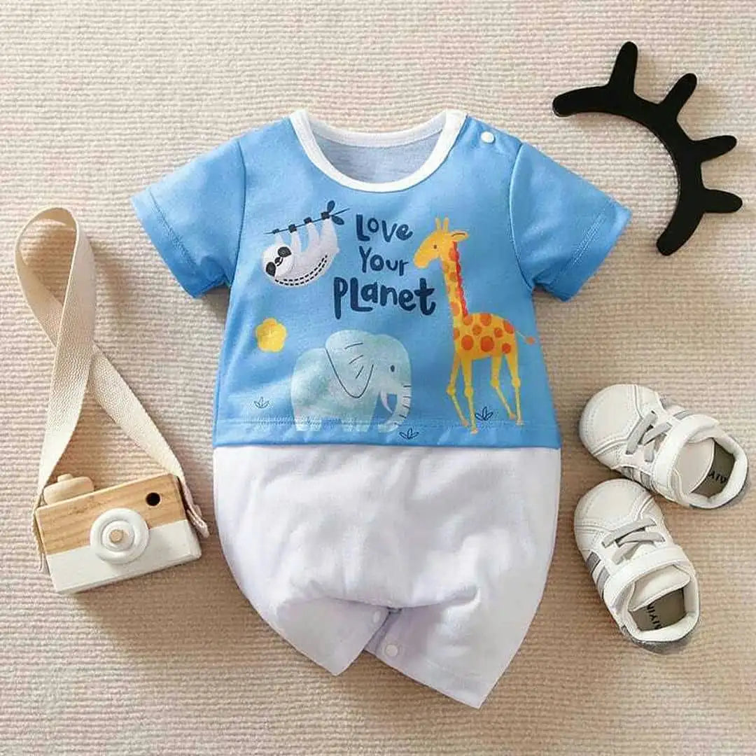 Love The Planet Blue White Baby Romper 1 - Minitaq baby kids clothes dress