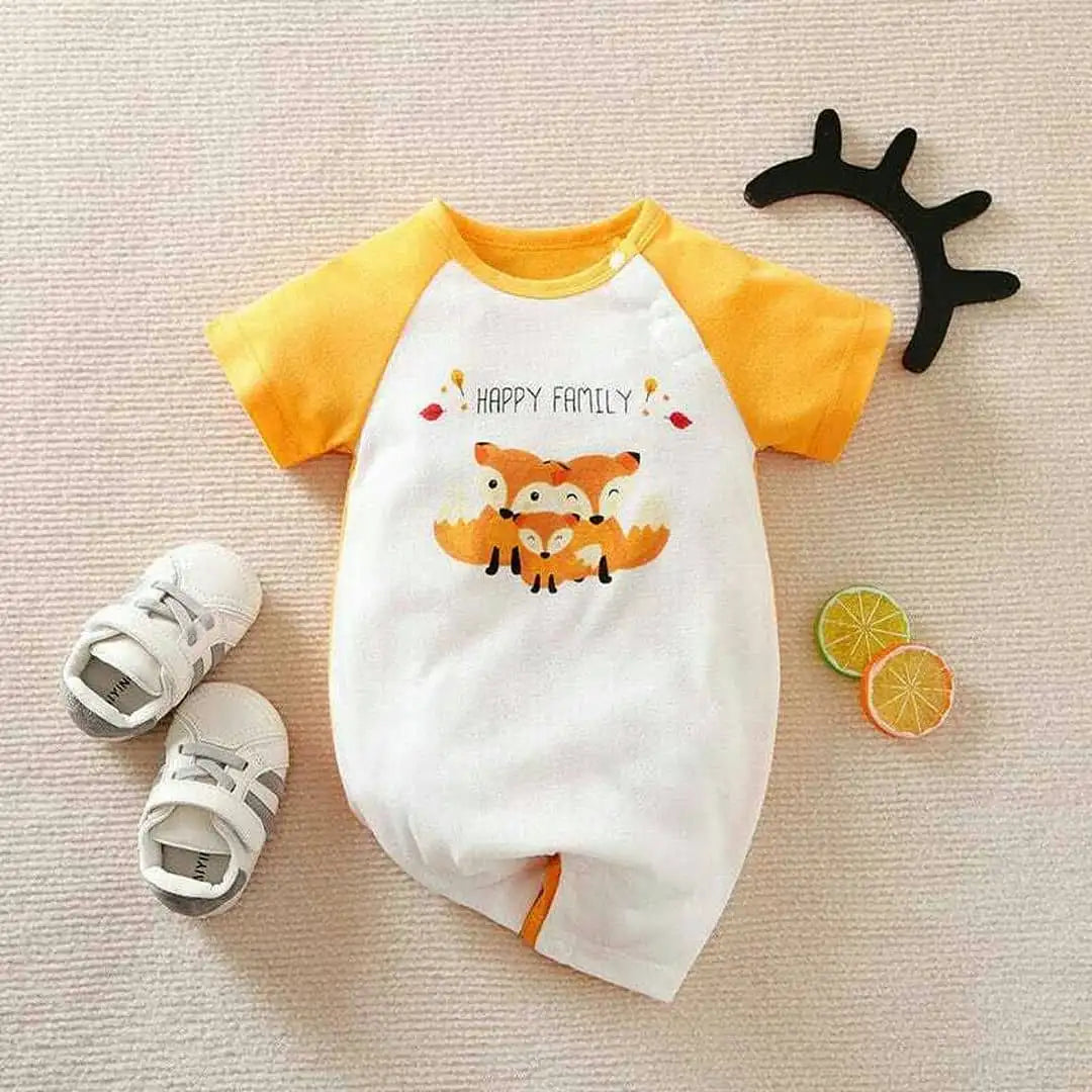 Lovable Foxy Family Yellow Baby Romper 1 - Minitaq baby kids clothes dress