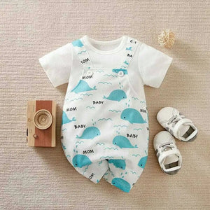 Ocean Whale Dungaree Style Baby Romper 1 - Minitaq baby kids clothes dress