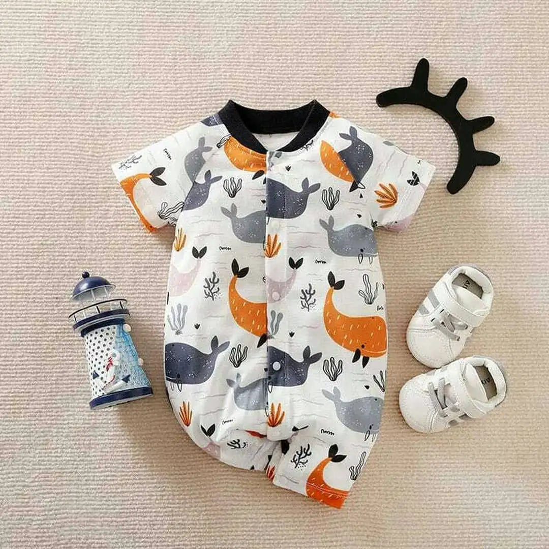 Sweet Whale Pattern Baby Romper 1 - Minitaq baby kids clothes dress