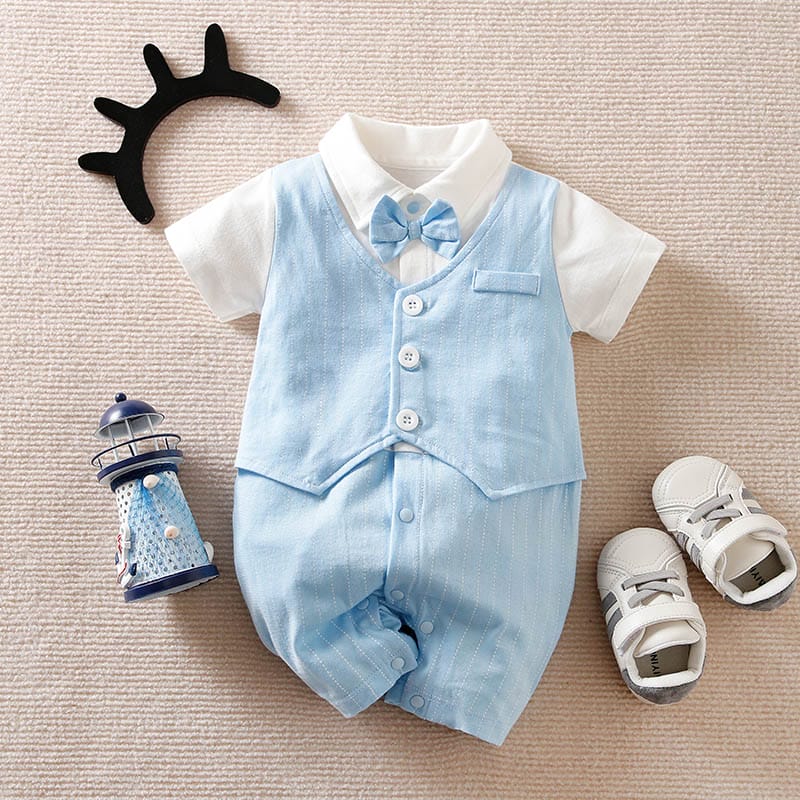 Formal Summer Blue Cotton Baby Romper 1 - Minitaq baby kids clothes dress