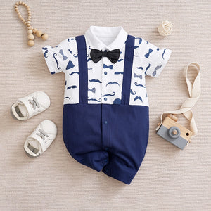 Smart Moustache Style Baby Romper With Bow Tie 1 - Minitaq baby kids clothes dress