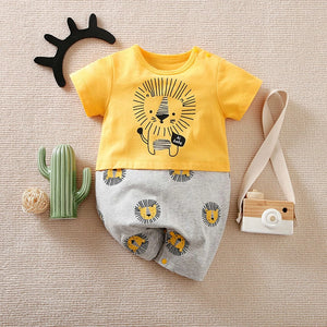 Lion Traveller Yellow N Gray Baby Romper 1 - Minitaq baby kids clothes dress