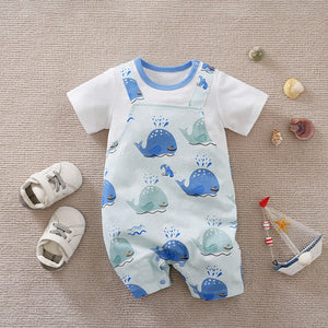 Cute Marine Whales Dungaree Style Summer Romper 1 - Minitaq baby kids clothes dress