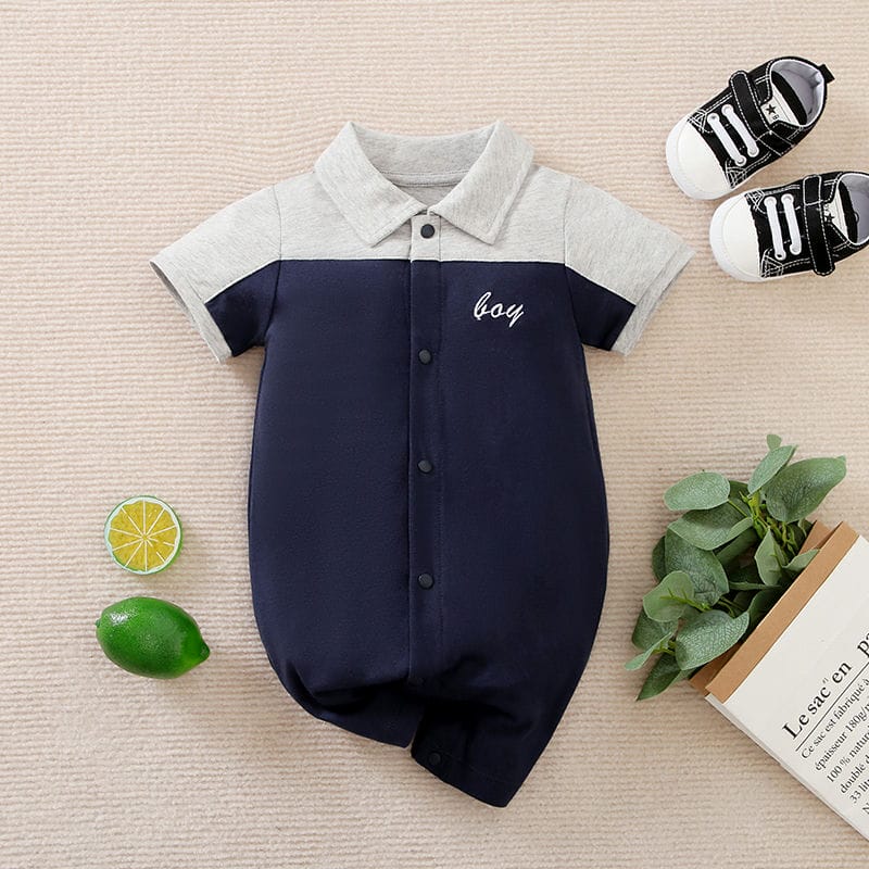 Cotton Gray N Blue Summer Romper 1 - Minitaq baby kids clothes dress