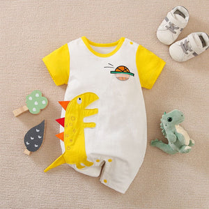 Yellow Playful Dino Dunk Cotton Romper 1 - Minitaq baby kids clothes dress