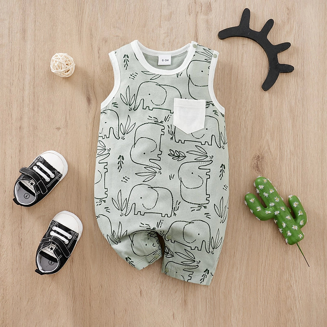 Sleeveless Summer Romper With Elephants Pattern 3 - Minitaq baby kids clothes dress