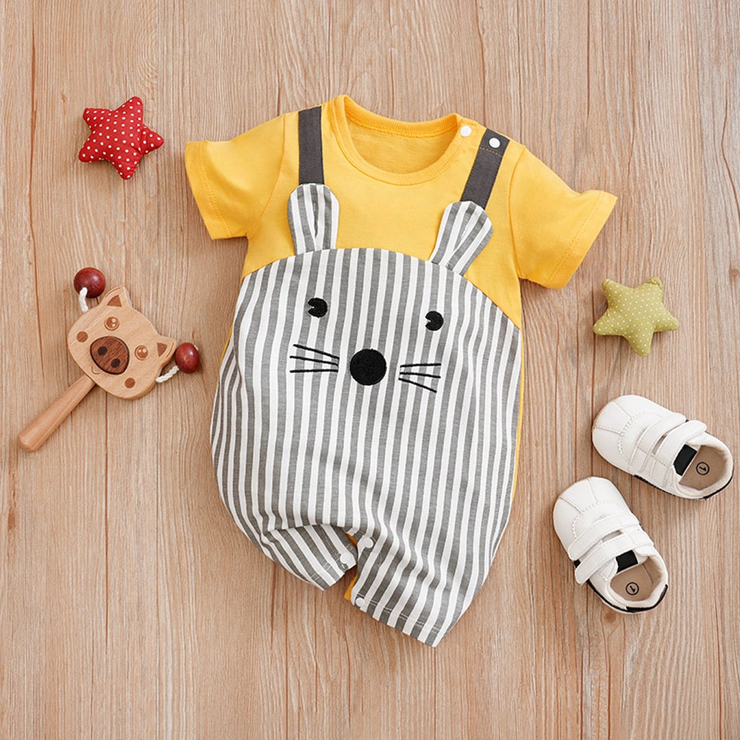 Cute Mini Mice Yellow Cotton Baby Romper 1 - Minitaq baby kids clothes dress