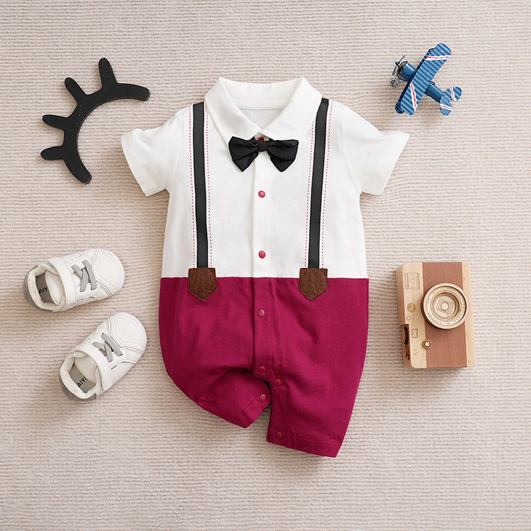 Vivd Burgendy Smart Stylish Cotton Romper With Bow Tie 1 - Minitaq baby kids clothes dress