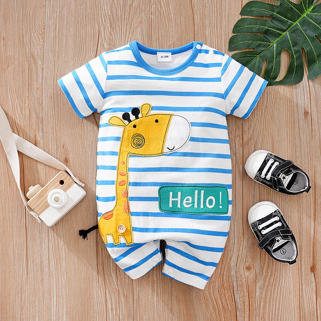 Hello By Giraffe Cute Baby Cotton Romper 1 - Minitaq baby kids clothes dress