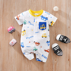 Fun With Cars Patterned Baby Cotton Romper 1 - Minitaq baby kids clothes dress