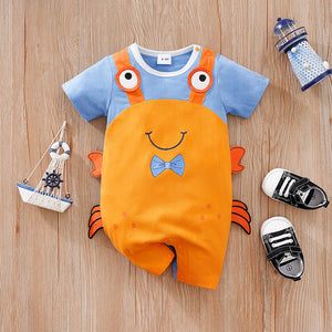 Happy Smart Crab Design Baby Cotton Romper 1 - Minitaq baby kids clothes dress