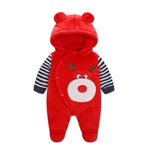 Red Deer Hooded Quilted Sleeping Suit 1 - Minitaq baby kids clothes dress