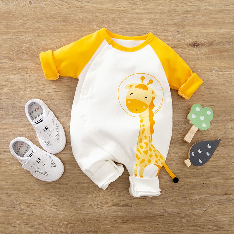 Sweet Yellow Cartoon Giraffe Baby Romper 1 - Minitaq baby kids clothes dress