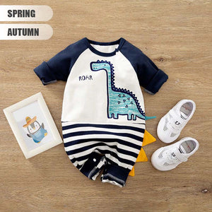 Amazing White and Blue Dinosaur Baby Romper 2 - Minitaq baby kids clothes dress