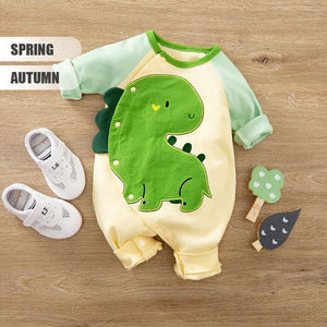 Baby Romper With Green Dinosaur Pattern 2 - Minitaq baby kids clothes dress