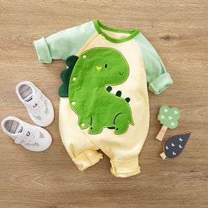 Baby Romper With Green Dinosaur Pattern 1 - Minitaq baby kids clothes dress