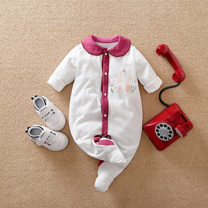 Light Burgundy Center Line White Baby Girl Romper 1 - Minitaq baby kids clothes dress