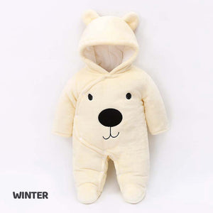 Soft Bear Thick Winter Hooded Romper 2 - Minitaq baby kids clothes dress