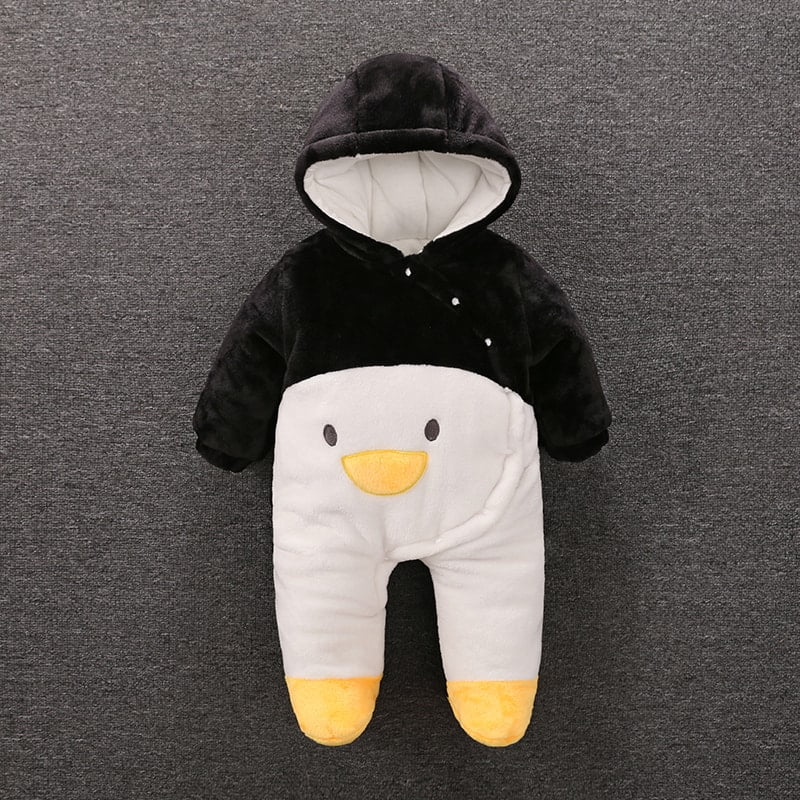 Duck Design Black Hooded Quilted Romper 1 - Minitaq baby kids clothes dress