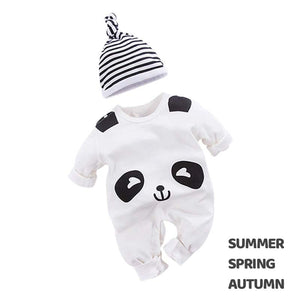 Adorable Panda Romper with Dark Blue Beanie Hat 2 - Minitaq baby kids clothes dress