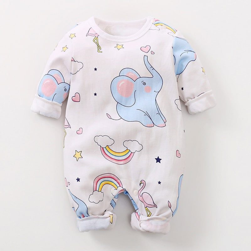 Cute Rainbow Animal Baby Romper 1 - Minitaq baby kids clothes dress