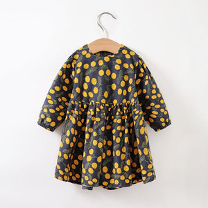 Yellow In Dark Patterned Baby Girl Dress 1 - Minitaq baby kids clothes dress