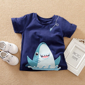 Blue Shark Cotton Kids T-Shirt 1 - Minitaq baby kids clothes dress