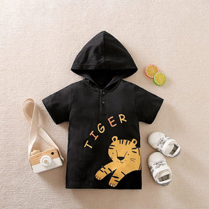 Tiger Black Hooded T-Shirt for Kids 1 - Minitaq baby kids clothes dress